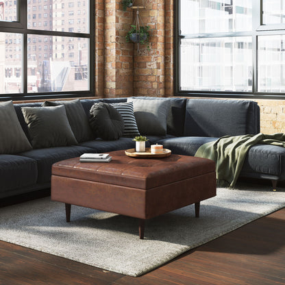 Shay - Large Square Coffee Table Storage Ottoman Mid-Century Style