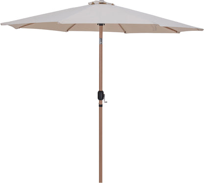 Fiji - Aluminum Patio Umbrella With Round White And Teak Base