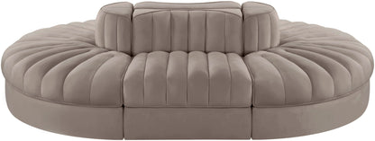 Rummi - Oval Velvet Performance Fabric Upholstered 6 Piece Modular Sectional