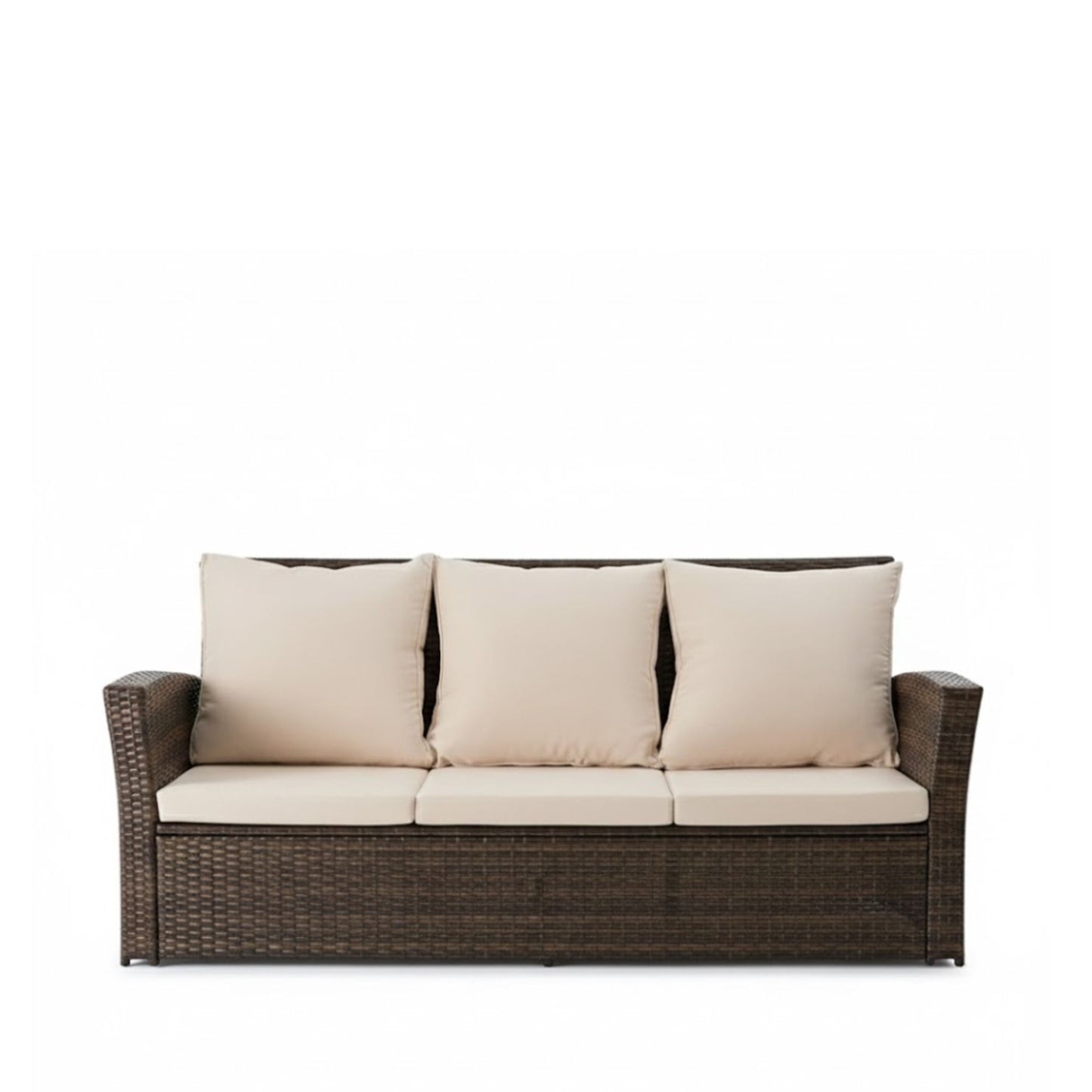 All-Weather Wicker 3 Seat Patio Sofa With Thick Cushions
