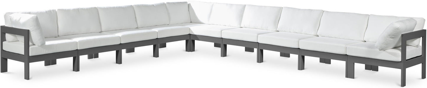 Nizuc - Outdoor Patio 10 Piece Modular Sectional With Gray Frame