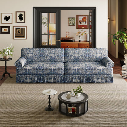 Luxuriously Comfortable Cloud Couch Sofa With Elegant Rolled Arms & Pleated Skirt Design