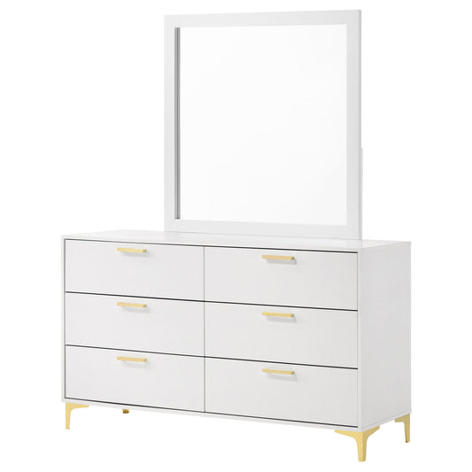 James - 6 Drawer Dresser With Mirror - White