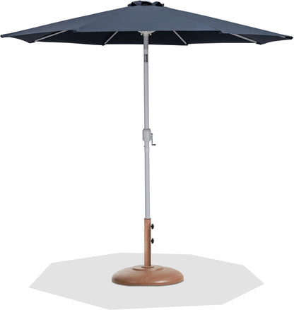 Fiji - Aluminum Patio Umbrella With Round Teak And White Base