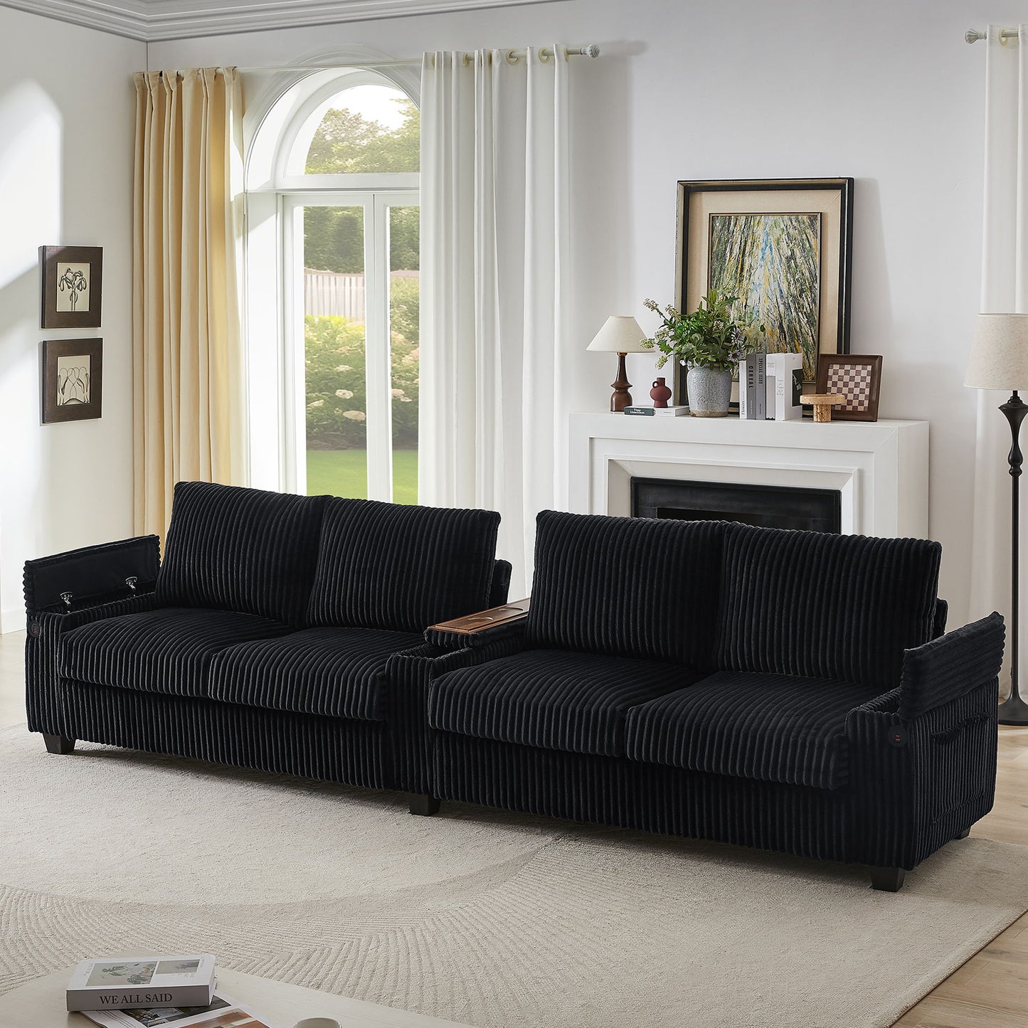Modern 4 Seater Sofa Couch With USB Ports And Hidden Storage