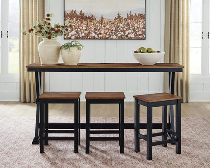 Wildenauer - Rectangular Dining Room Counter Table Set (Set of 4) - Brown / Black