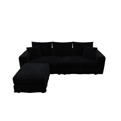 Convertible Deep Seat Sofa With Soft Pillows And Ottomans