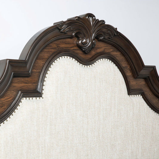 Traditional Style Upholstered Headboard Panel Bed