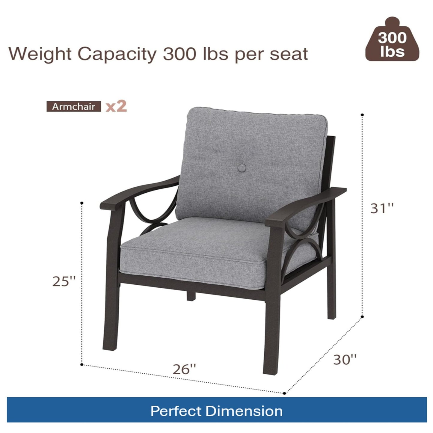 Patio Furniture Set With Coffee Table And Cushions For Backyard