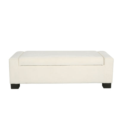 Textured Fabric Ottoman Bench With Hinged Lid