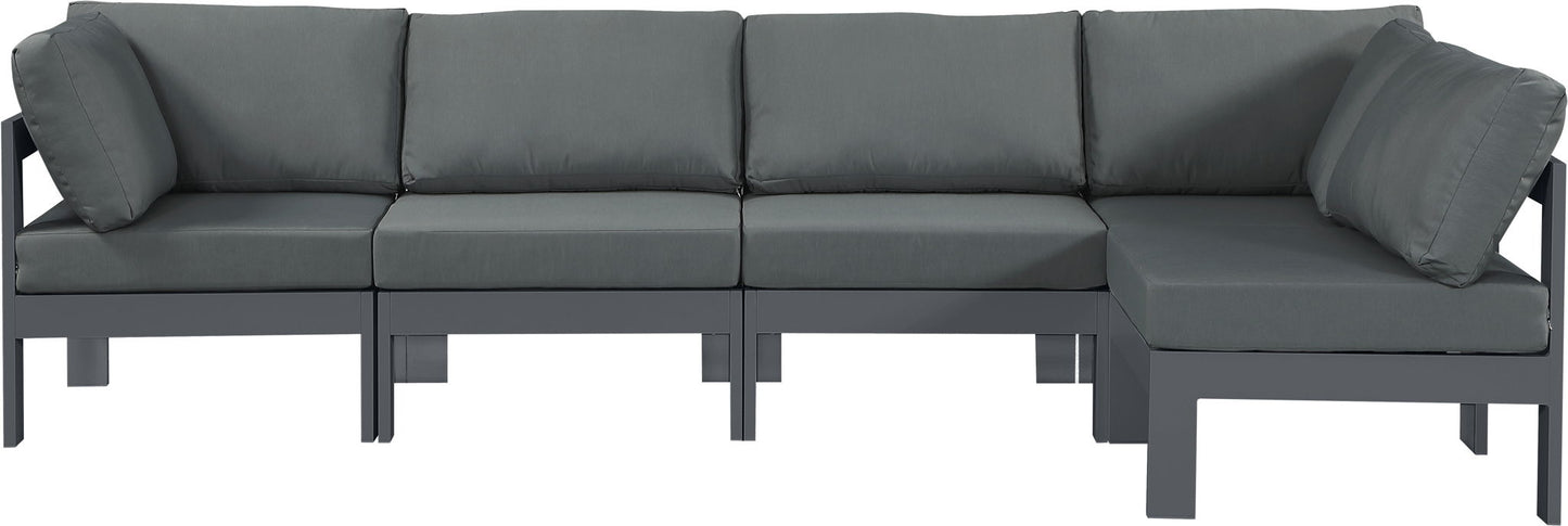 Nizuc - Outdoor Patio 5 Piece Modular Sectional With Gray Frame