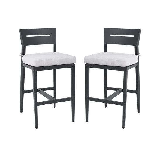 Modern Outdoor Bar Stools With Backrest And Footrest (Set of 2)