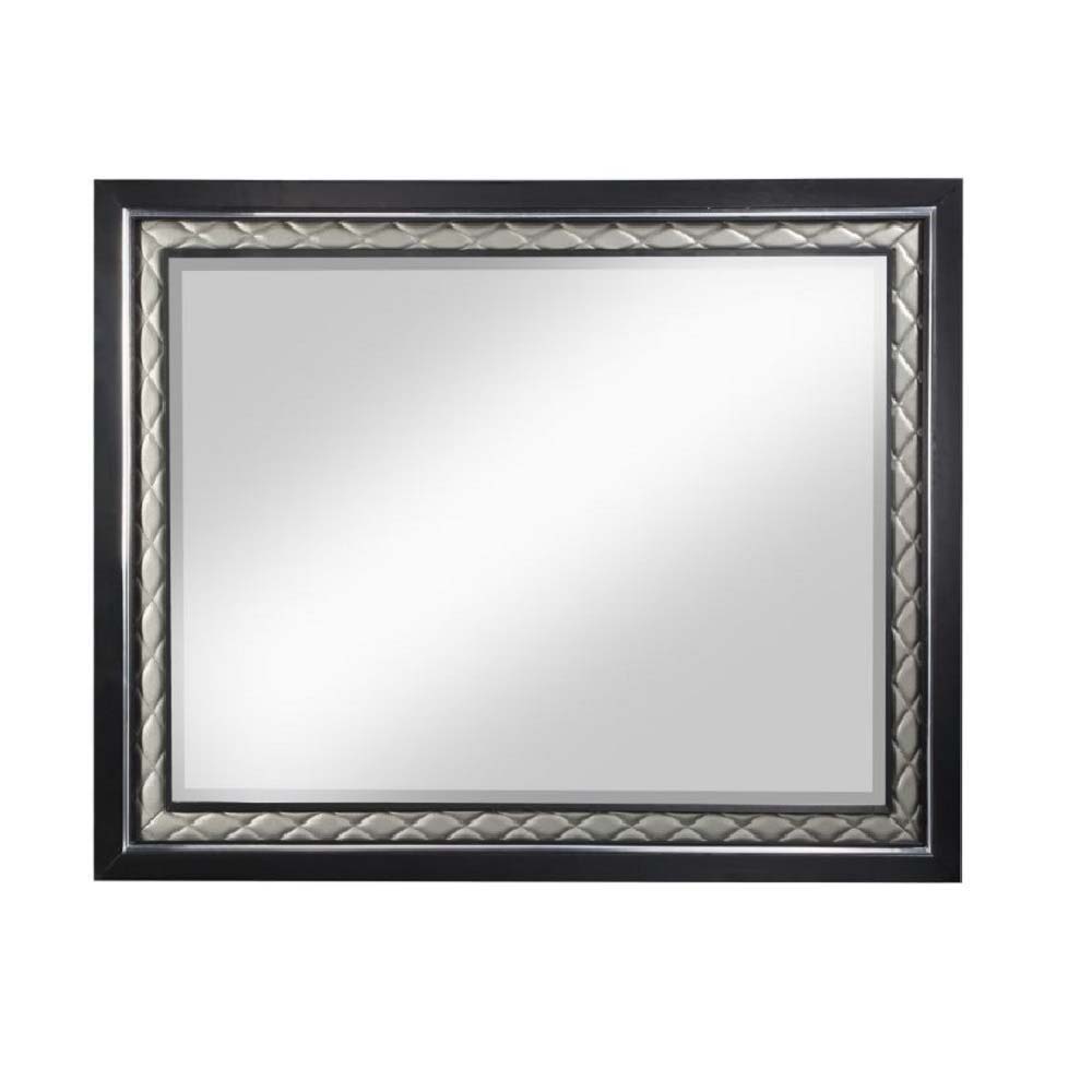 Nicola - Mirror - Silver Synthetic Leather & Black