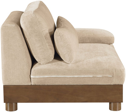 Turin - Chenille Fabric Upholstered Modular Arm Chair - Walnut Base