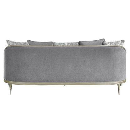 Fernando - Sofa With 5 Pillows - Gray Chenille & Champagne