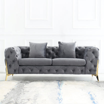Loveseat With Diamond Button Tufting, Matching Throw Pillows
