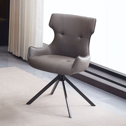 Damita - Camel Synthetic Leather Side Chair With Swivel (Set of 2) - Gray & Black Finsh