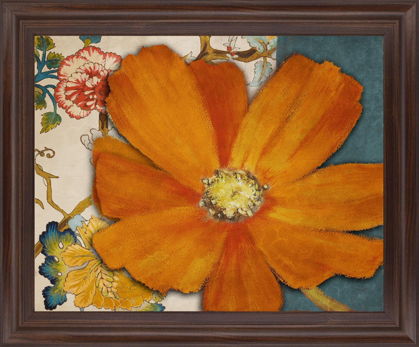 Golden Petal Burst - 28" x 34" Framed Wall Art