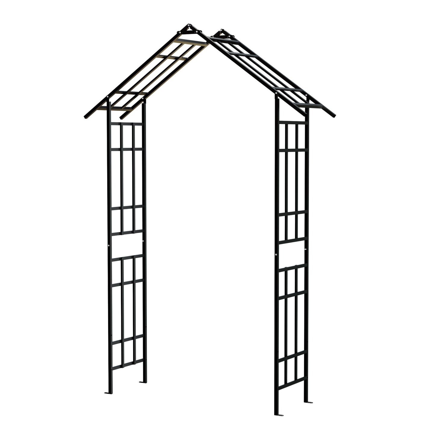 Garden Arch With Adjustable Width Climbing Plants Support - Black