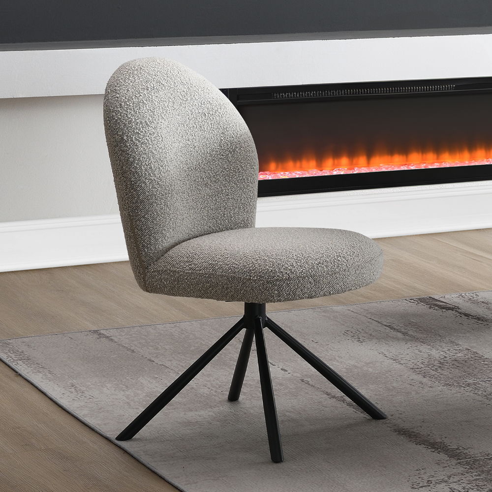 Lawton - Side Chair With Swivel (Set of 2) - Gray Boucle & Black