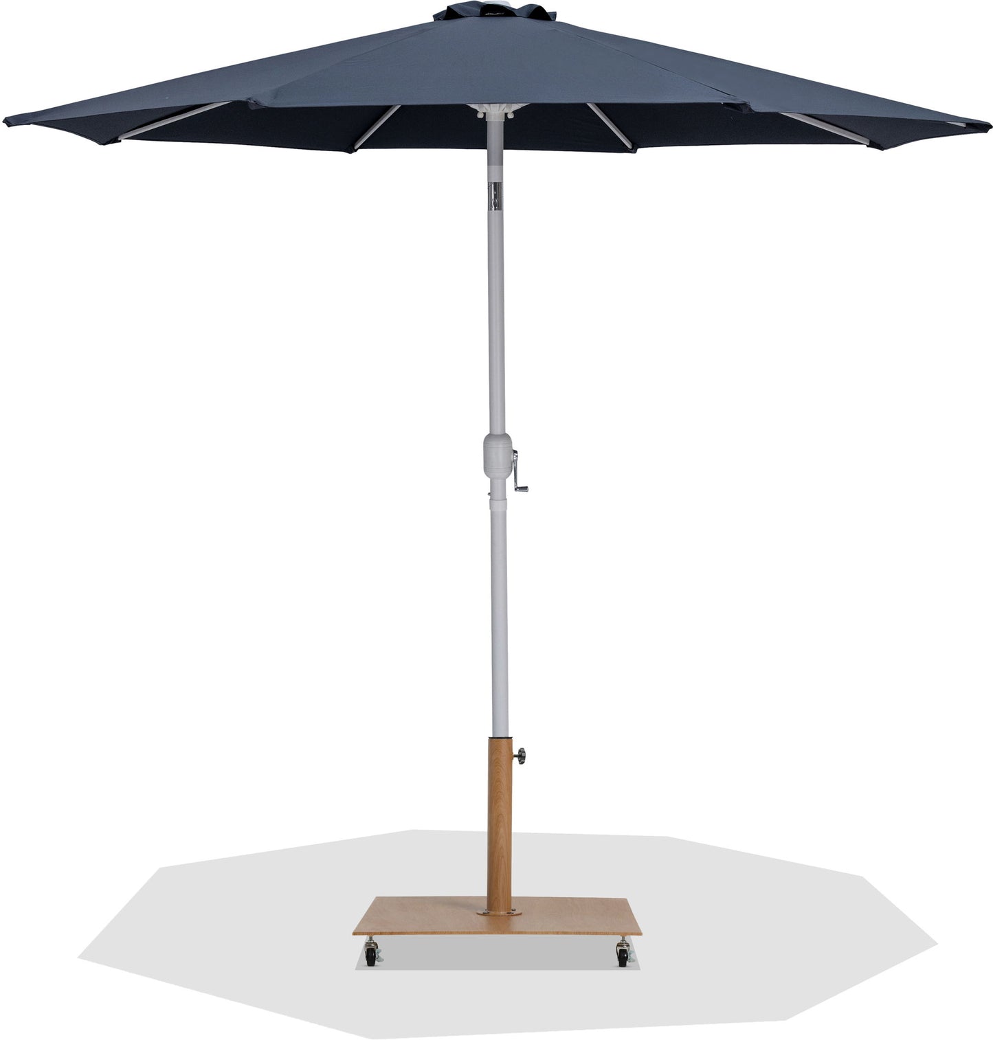 Fiji - Aluminum Patio Umbrella With Square Teak And White Base
