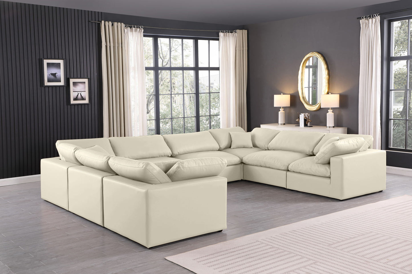 Comfy - 8 Piece Faux Leather Modular Sectional