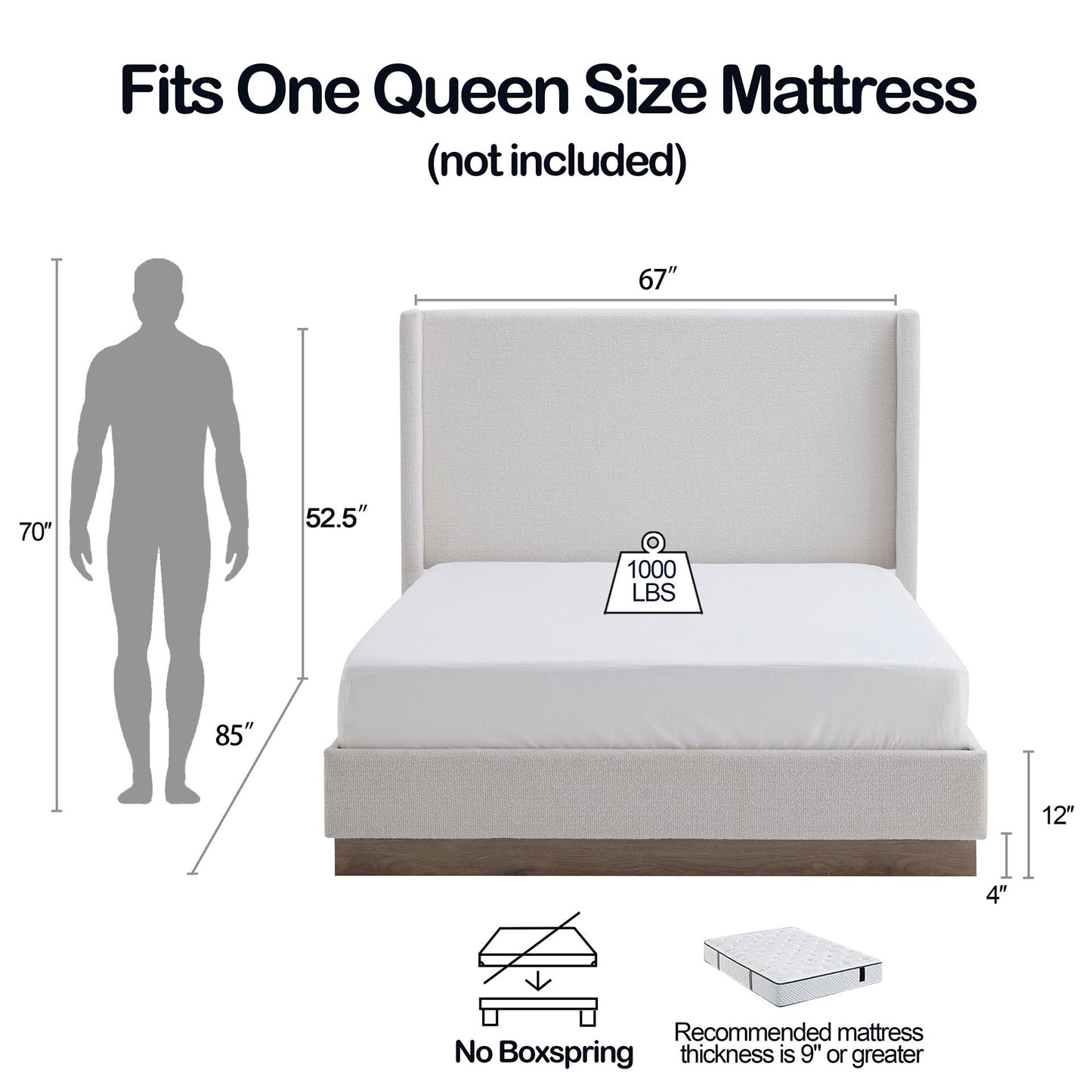 Hosford - Minimalist Upholstered Wingback Bed