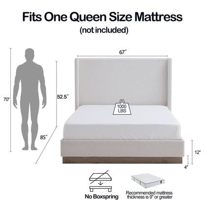 Hosford - Minimalist Upholstered Wingback Bed