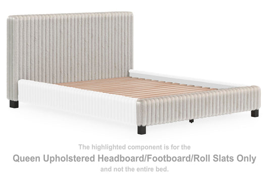 Zuraleus - Queen Upholstered Headboard/Footboard/Roll Slats - Gray