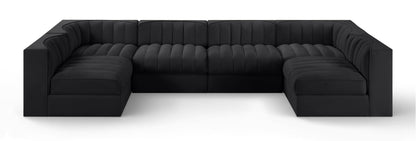 Rummi - Armless Velvet Performance Fabric Upholstered 6 Piece Modular Sectional