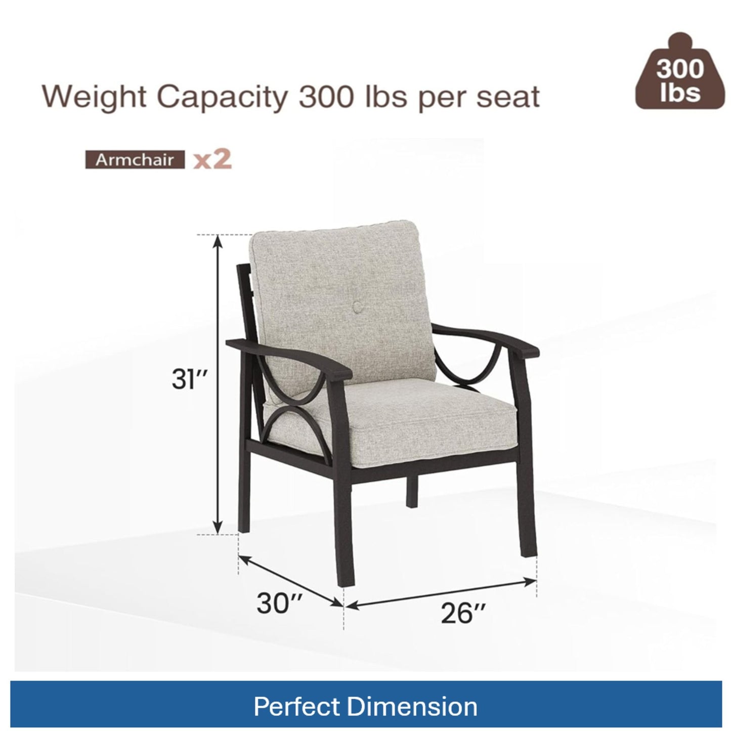 Patio Furniture Set With Coffee Table And Cushions For Backyard