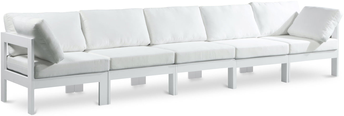 Nizuc - Outdoor Patio 5 Seat Modular Sofa With White Frame