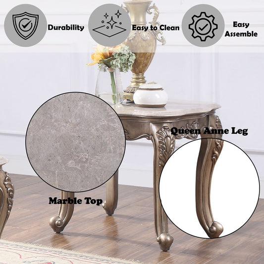 Jayceon - End Table - Marble Top & Champagne