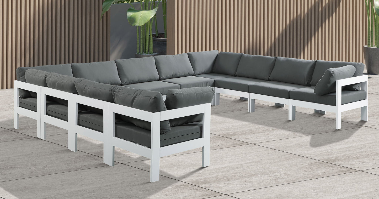 Nizuc - Outdoor Patio 11 Piece Modular Sectional With White Frame