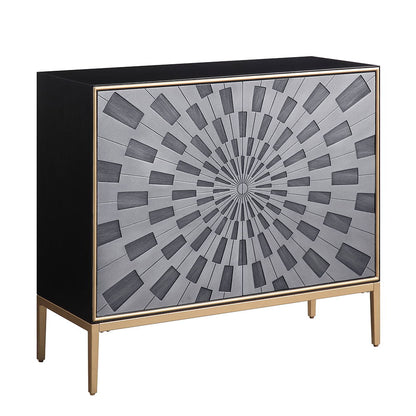 Quilla - Console Cabinet - Black, Gray & Brass