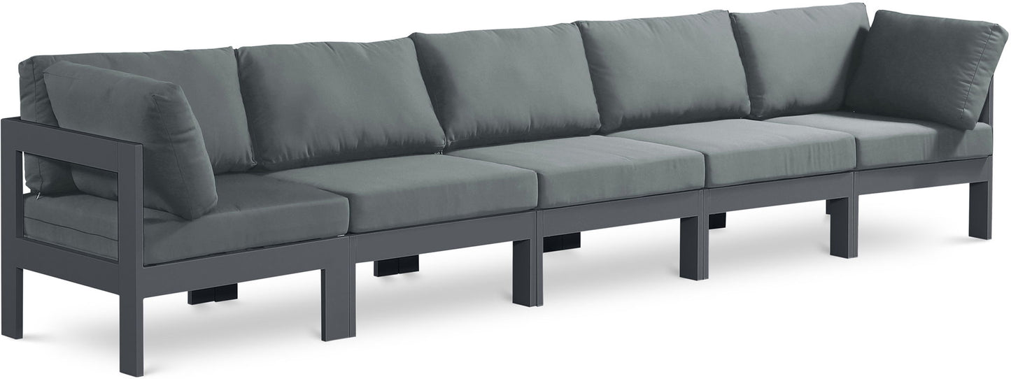 Nizuc - Outdoor Patio 5 Seat Modular Sofa With Gray Frame