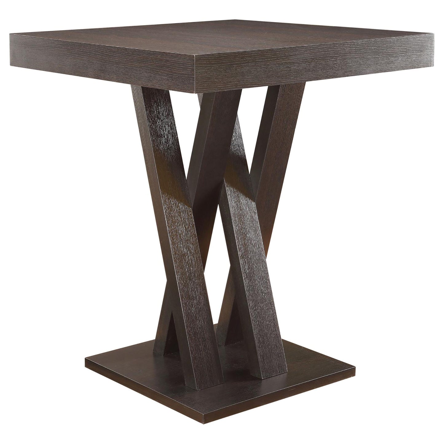 Double X Base Square Bar Table - Cappuccino