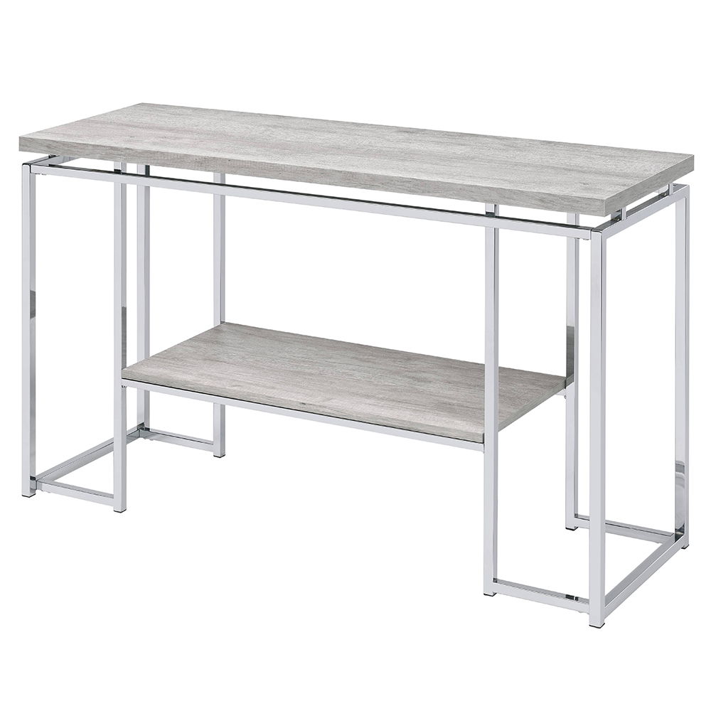 Chafik - Sofa Table - Natural Oak & Chrome