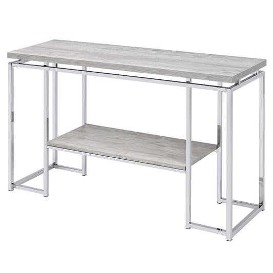 Chafik - Sofa Table - Natural Oak & Chrome