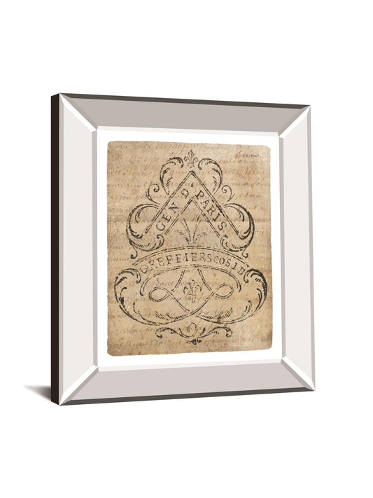 Letter Crest I Vintage V2 By Wild Apple Portfolio - Mirror Framed Print Wall Art - Beige