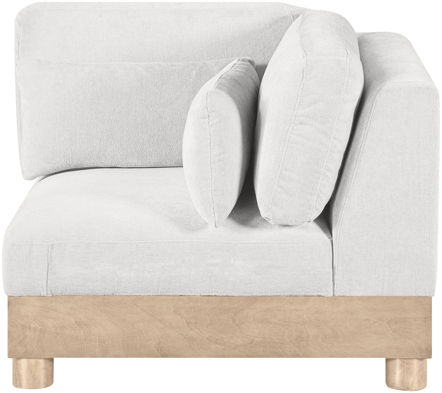 Turin - Chenille Fabric Upholstered Modular Corner Chair - Natural Base