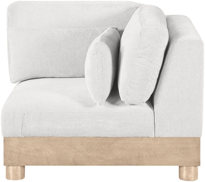Turin - Chenille Fabric Upholstered Modular Corner Chair - Natural Base