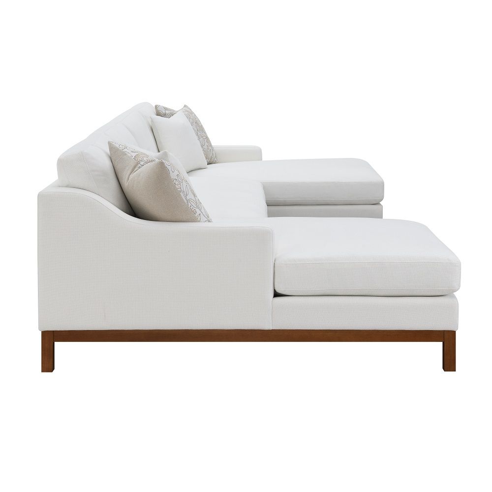 Valiant - Sectional Sofa With 4 Pillows - Ivory Chenille