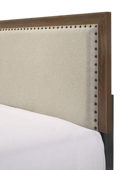 Millie - Queen Upholstery Bed In One Box - Brown Cherry