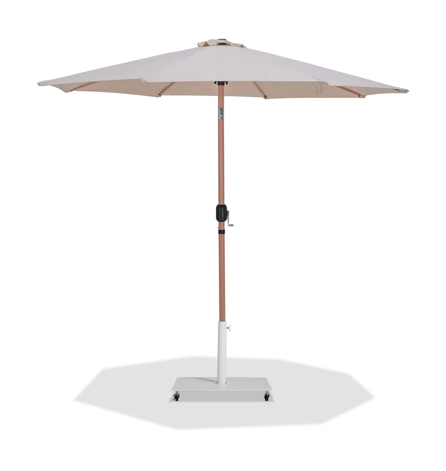 Fiji - Aluminum Patio Umbrella With Square White And Teak Base