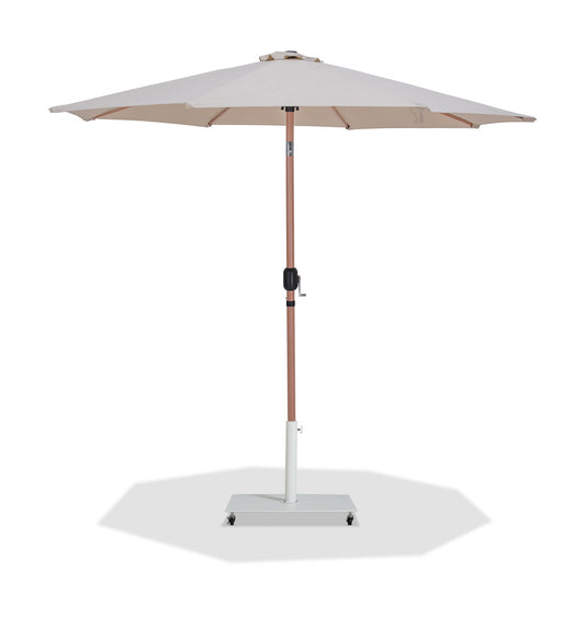 Fiji - Aluminum Patio Umbrella With Square White And Teak Base