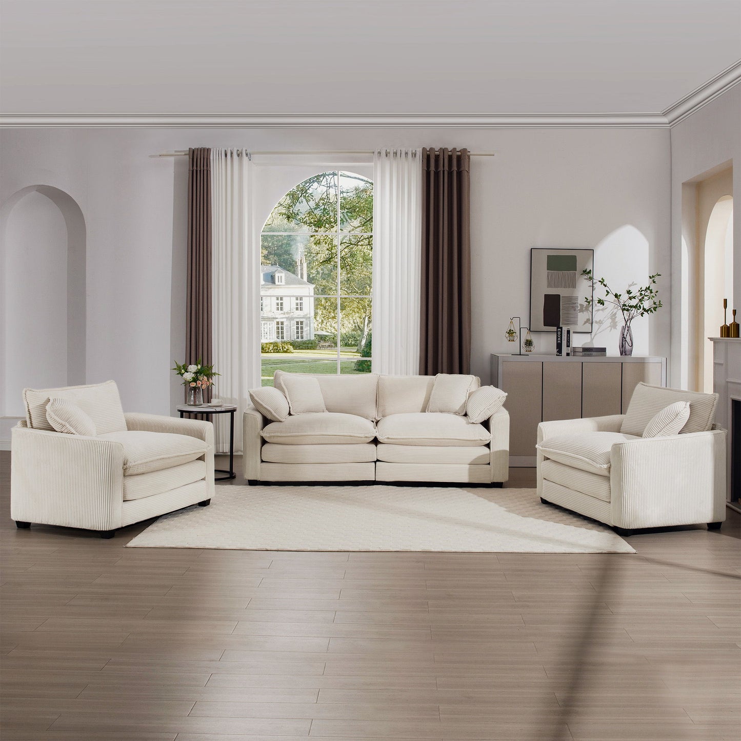 Elegant Oversized Sectional Sofa Set With Deep Seats And Flexible Layout