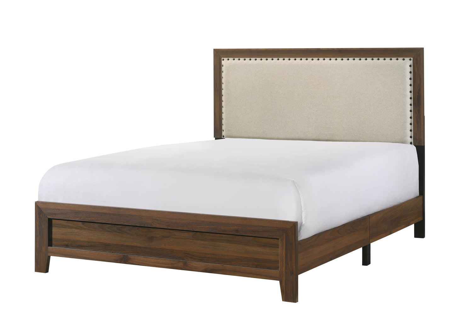 Millie - Queen Upholstery Bed In One Box - Brown Cherry