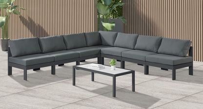 Nizuc - Outdoor Patio 7 Piece Modular Sectional With Gray Frame