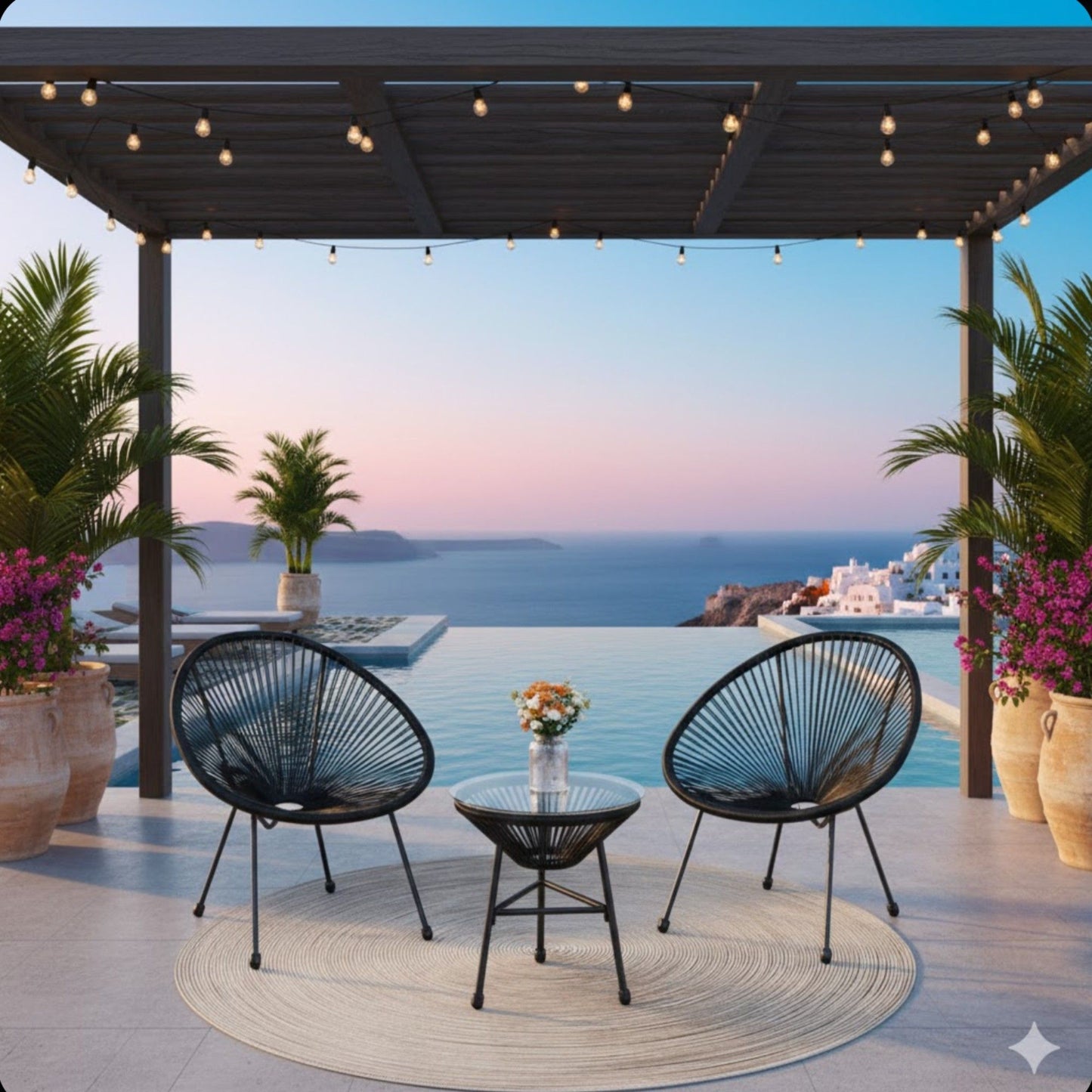 Acapulco Style 3 Piece Patio Bistro Set With Chairs